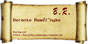 Berente Reményke névjegykártya